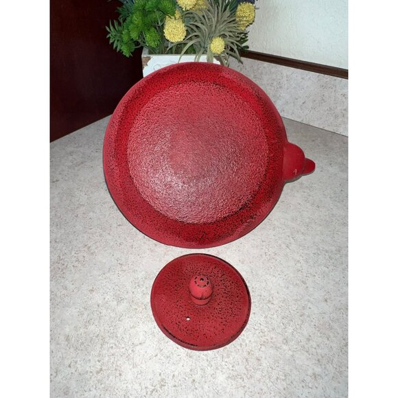 Red Cast Iron Elephant Design Teapot With Lid & Infuser - Unique Collectibl - Picture 6 of 6